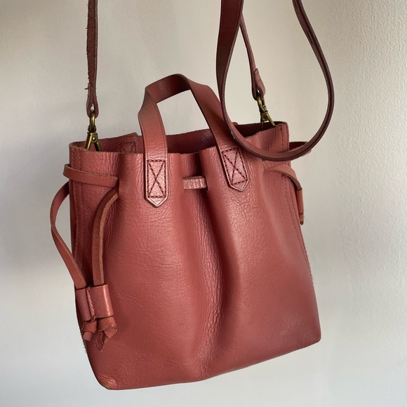 Madewell Pink Leather Drawstring Tote - Picture 5 of 5